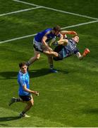 10 June 2018; Dublin goalkeeper Stephen Cluxton is tackled after the ball by James McGivney of Longford, for which McGivney was shown the red card by referee Maurice Deegan, during the Leinster GAA Football Senior Championship Semi-Final match between Dublin and Longford at Croke Park in Dublin. Photo by Piaras Ó Mídheach/Sportsfile