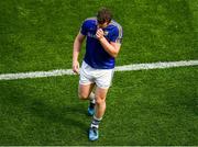 10 June 2018; James McGivney of Longford leaves the field, after being shown the red card by referee Maurice Deegan, after he tackled Dublin goalkeeper Stephen Cluxton after the ball during the Leinster GAA Football Senior Championship Semi-Final match between Dublin and Longford at Croke Park in Dublin. Photo by Piaras Ó Mídheach/Sportsfile