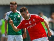 10 June 2018; Ronan Holcroft of Louth celebrates after scoring his side's first goal during the GAA Football All-Ireland Senior Championship Round 1 match between London and Louth at McGovern Park in Ruislip, London. Photo by Matt Impey/Sportsfile