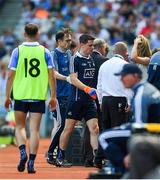 10 June 2018; Dublin goalkeeper Stephen Cluxton leaves the field injured during the Leinster GAA Football Senior Championship Semi-Final match between Dublin and Longford at Croke Park in Dublin. Photo by Daire Brennan/Sportsfile