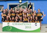 10 June 2018; Molly McMahon, captain of Ballyea, Co Clare, lifts the shield after the Division 3 Final, at the John West Féile na nGael national competition which took place this weekend across Connacht, Westmeath and Longford. This is the third year that the Féile na nGael and Féile Peile na nÓg have been sponsored by John West, one of the world’s leading suppliers of fish. The competition gives up-and-coming GAA superstars the chance to participate and play in their respective Féile tournament, at a level which suits their age, skills and strengths. Photo by Matt Browne/Sportsfile