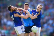 10 June 2018; Paddy Andrews of Dublin in action against Diarmuid Masterson, left, and Patrick Fox of Longford during the Leinster GAA Football Senior Championship Semi-Final match between Dublin and Longford at Croke Park in Dublin. Photo by Stephen McCarthy/Sportsfile