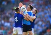 10 June 2018; Paddy Andrews of Dublin in action against Diarmuid Masterson, left, and Patrick Fox of Longford during the Leinster GAA Football Senior Championship Semi-Final match between Dublin and Longford at Croke Park in Dublin. Photo by Stephen McCarthy/Sportsfile