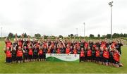 10 June 2018; The Sarsfield team from Co Cork and the Kilrush team from Co Wexford celebrate after the cup was shared the Division 1 Camogie Cup, at the John West Féile na nGael national competition which took place this weekend across Connacht, Westmeath and Longford. This is the third year that the Féile na nGael and Féile Peile na nÓg have been sponsored by John West, one of the world’s leading suppliers of fish. The competition gives up-and-coming GAA superstars the chance to participate and play in their respective Féile tournament, at a level which suits their age, skills and strengths. Photo by Matt Browne/Sportsfile