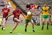 10 June 2018; Ryan Johnston of Down in action against Ryan McHugh of Donegal during the Ulster GAA Football Senior Championship Semi-Final match between Donegal and Down at St Tiernach's Park in Clones, Monaghan. Photo by Oliver McVeigh/Sportsfile