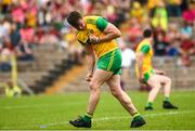 10 June 2018; Leo McLoone of Donegal celebrates after scoring his side's first goal during the Ulster GAA Football Senior Championship Semi-Final match between Donegal and Down at St Tiernach's Park in Clones, Monaghan. Photo by Oliver McVeigh/Sportsfile