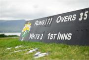 10 June 2018; A general view of the scoreboard during the All Rounder Munster Premier Division match between County Kerry and Cork Harlequins at the Oyster Oval, Tralee, Co Kerry. Photo by Seb Daly/Sportsfile