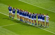 10 June 2018; Laois players stand for a minutes silence for the late Micheal O'Carroll, father of Laois footballer Evan O'Carroll, before the Leinster GAA Football Senior Championship Semi-Final match between Carlow and Laois at Croke Park in Dublin. Photo by Piaras Ó Mídheach/Sportsfile