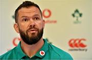 12 June 2018; Defence coach Andy Farrell speaks to the media during an Ireland rugby press conference in Melbourne, Australia. Photo by Brendan Moran/Sportsfile