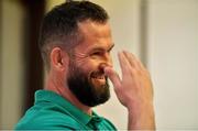 12 June 2018; Defence coach Andy Farrell speaks to the media during an Ireland rugby press conference in Melbourne, Australia. Photo by Brendan Moran/Sportsfile