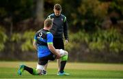 12 June 2018; Dan Leavy with team physio Colm Fuller during Ireland rugby squad training at St Kevin's College in Melbourne, Australia. Photo by Brendan Moran/Sportsfile