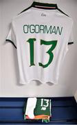 12 June 2018; A detailed view of the jersey of Aine O'Gorman of Republic of Ireland in the changing room prior to the FIFA 2019 Women's World Cup Qualifier match between Norway and Republic of Ireland at the SR-Bank Arena in Stavanger, Norway. Photo by Seb Daly/Sportsfile