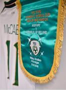 12 June 2018; A detailed view of the Republic of Ireland match pennant in the changing room prior to the FIFA 2019 Women's World Cup Qualifier match between Norway and Republic of Ireland at the SR-Bank Arena in Stavanger, Norway. Photo by Seb Daly/Sportsfile