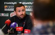 12 June 2018; Damien Delaney speaking during a Cork City press conference at Cork Airport Hotel in Cork. Photo by Sam Barnes/Sportsfile