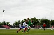 12 June 2018; Shane Daly-Butz of Ireland in action against Gabriel Melis of France during the College & Universities Football League match between Ireland and France at the City Calling Stadium in Longford. Photo by Eóin Noonan/Sportsfile