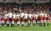 12 June 2018; The Republic of Ireland team stand for the national anthem prior to the FIFA 2019 Women's World Cup qualifier match between Norway and Republic of Ireland at the Viking Stadion in Stavanger, Norway. Photo by Seb Daly/Sportsfile