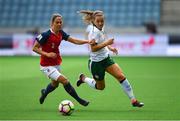 12 June 2018; Katie McCabe of Republic of Ireland in action against Ingrid Wold of Norway during the FIFA 2019 Women's World Cup qualifier match between Norway and Republic of Ireland at the Viking Stadion in Stavanger, Norway. Photo by Seb Daly/Sportsfile