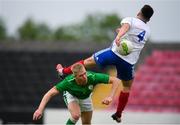 12 June 2018; Shane Daly-Butz of Ireland in action against Gabin Defrance of France during the College & Universities Football League match between Ireland and France at the City Calling Stadium in Longford. Photo by Eóin Noonan/Sportsfile