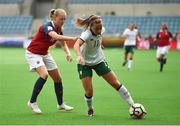 12 June 2018; Katie McCabe of Republic of Ireland in action against Frida Maanum of Norway during the FIFA 2019 Women's World Cup Qualifier match between Norway and Republic of Ireland at the SR-Bank Arena in Stavanger, Norway. Photo by Seb Daly/Sportsfile