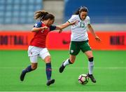 12 June 2018; Aine O'Gorman of Republic of Ireland in action against Ingrid Wold of Norway during the FIFA 2019 Women's World Cup Qualifier match between Norway and Republic of Ireland at the SR-Bank Arena in Stavanger, Norway. Photo by Seb Daly/Sportsfile