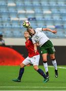 12 June 2018; Claire O'Riordan of Republic of Ireland in action against Isabell Herlovsen of Norway during the FIFA 2019 Women's World Cup Qualifier match between Norway and Republic of Ireland at the SR-Bank Arena in Stavanger, Norway. Photo by Seb Daly/Sportsfile
