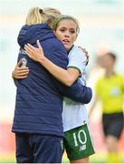 12 June 2018; Denis O'Sullivan of Republic of Ireland, right, is consoled by team-mate Diane Caldwell following the FIFA 2019 Women's World Cup Qualifier match between Norway and Republic of Ireland at the SR-Bank Arena in Stavanger, Norway. Photo by Seb Daly/Sportsfile