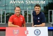 13 June 2018; Former Arsenal player Ray Parlour, and former Chelsea player Tore Andre Flo in attendance during an International Club Game Announcement which will see Arsenal play Chelsea on the 1st of August 2018 at Aviva Stadium, in Dublin.  Photo by Sam Barnes/Sportsfile