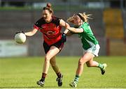 9 June 2018; Leah Milligan of Down in action against Danielle McManus of Fermanagh during the TG4 Ulster Ladies IFC semi-final match between Down and Fermanagh at Healy Park in Omagh, County Tyrone.  Photo by Oliver McVeigh/Sportsfile