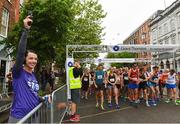 13 June 2018; Cork Camogie player and Official starter of the Grant Thornton 5k, Ashling Thompson fires the starting pistol to start the Grant Thornton Corporate 5K Team Challenge in Cork City, Cork. Photo by Matt Browne/Sportsfile
