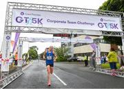 13 June 2018; Jill Hodgins of Goodbody Stockbrokers, first female finisher, crosses the line of the Grant Thornton Corporate 5K Team Challenge in Cork City, Cork. Photo by Matt Browne/Sportsfile