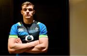 14 June 2018; Garry Ringrose poses for a portrait after an Ireland rugby press conference in Melbourne, Australia. Photo by Brendan Moran/Sportsfile