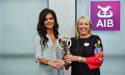 13 June 2018;  Amy Kennedy of Burgess-Duharra and Tipperary receives the AIB Camogie Provincial Club Player of The Year Award in Munster. Amy Kennedy was presented with the award by Sharon Finnegan, AIB Nenagh Branch Manager and Bridget Bourke, Chairperson of Tipperary Camogie Board in AIBâ€™s local branch on Wednesday, June 13th. Amy Kennedy was honoured for her performance, dedication, commitment and passion that she has shown through #TheToughest Camogie Club Championship season in 2017/18.AIB, proud sponsors of the Camogie Club Championship, announced a 5-year extension to their GAA sponsorship of Backing Club and County. The extension covers the AIB All-Ireland Camogie Club Championships which AIB have been title sponsor of since 2013 when it was added to their long-term association with the AIB GAA All-Ireland Club Championships  which commenced for the 1991/1992 season, as well as the All-Ireland Senior Football Championships that AIB have been involved with since 2015. For exclusive content and to see why AIB are backing Club and County follow us @AIB_GAA on Twitter, Instagram, Snapchat, Facebook and AIB.ie/GAA. Pictured, Amy Kennedy of Burgess-Duharra and Tipperary, left, is presented with her award by Sharon Finnegan, AIB Nenagh Branch Manager, at AIB Nenagh Branch in Nenagh, Tipperary.  Photo by Sam Barnes/Sportsfile