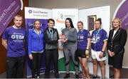 13 June 2018; Grant Thornton 5K race ambassador and Cork Camogie player Ashling Thompson, Michael Nolan from Grant Thornton, and Angela Shine from Cork Simon Community, present the first ladies team trophy to, from left, Lorraine Bolster, Sharon Woods, Liz Drea, and Niamh O'Sullivan from the Grant Thornton team after the Grant Thornton Corporate 5K Team Challenge in Cork City, Cork. Photo by Matt Browne/Sportsfile