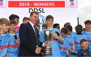 15 June 2018; FAI vice-president Donal Conway presents Sean Grehan, captain of DDSL, with the Kennedy Cup following the Kennedy Cup Final match between DDSL and Kildare during the SFAI Kennedy Cup Finals at University of Limerick, Limerick. Photo by Tom Beary/Sportsfile