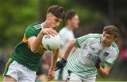15 June 2018; David Shaw of Kerry in action against Cillian Ferris of Limerick during the EirGrid Munster GAA Football U20 Championship quarter-final match between Limerick and Kerry in Newcastlewest, Co. Limerick. Photo by Diarmuid Greene/Sportsfile