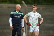 15 June 2018; Limerick manager Martin Horgan in conversation with Daniel Enright prior to the EirGrid Munster GAA Football U20 Championship quarter-final match between Limerick and Kerry in Newcastlewest, Co. Limerick. Photo by Diarmuid Greene/Sportsfile