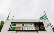 15 June 2018; The final score is displayed as scoreboard operators Bryan Nix and Leon Barry, from Newcastlewest, Co. Limerick, look on during the final seconds of the EirGrid Munster GAA Football U20 Championship quarter-final match between Limerick and Kerry in Newcastlewest, Co. Limerick. Photo by Diarmuid Greene/Sportsfile