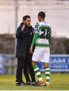 15 June 2018; Shamrock Rovers manager Stephen Bradley with Graham Burke of Shamrock Rovers during the SSE Airtricity League Premier Division match between Limerick and Shamrock Rovers at Market's Field, Limerick. Photo by Tom Beary/Sportsfile