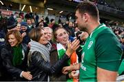 16 June 2018; Tadhg Beirne of Ireland celebrates with his family, mother Brenda Hyland, sisters Jennifer and Caoimhe and father Gerry after the 2018 Mitsubishi Estate Ireland Series 2nd Test match between Australia and Ireland at AAMI Park, in Melbourne, Australia. Photo by Brendan Moran/Sportsfile