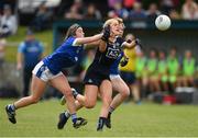 16 June 2018; Lauren Caffrey of Dublin in action against Christine Charters, left, and Catherine Aherne of Cavan during the All-Ireland U14 A Ladies Football Final match between Cavan and Dublin in Lann Léire GAA in Dunleer, Co. Louth. Photo by Piaras Ó Mídheach/Sportsfile