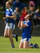 16 June 2018; Cavan's Gemma Beatty, right, and Meave Masterson celebrate after the All-Ireland U14 A Ladies Football Final match between Cavan and Dublin in Lann Léire GAA in Dunleer, Co. Louth. Photo by Piaras Ó Mídheach/Sportsfile
