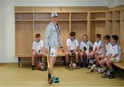 16 June 2018; Bord Gáis Energy Rewards Club winners attended the Bord Gáis Energy #HurlingToTheCore training camp in Páirc Uí Chaoimh today where they had the chance to meet hurling stars and Bord Gáis Energy ambassadors Alan Cadogan of Cork, Paudie Feehan of Tipperary and Fergal Whitely of Dublin. Pictured is Fergal Whitely of Dublin speaking to players in the dressing room during the camp. All attendees were members of the Bord Gáis Energy Rewards Club, which offers its customers unmissable rewards throughout the Championship season, including match tickets and hospitality, access to training camps with Hurling stars and the opportunity to present Man of the Match Awards at U-21 games during the 2018 BGE #HurlingToTheCore training camp at Páirc Uí Chaoimh in Ballintemple, Cork. Photo by Eóin Noonan/Sportsfile