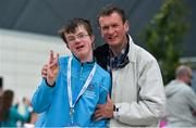 16 June 2018; Richard Bond of Team Leinster who won a silver medal in the 50m spint alongside his father Tony Bond, from Co Wicklow at the Special Olympics 2018 Ireland Games at The National Indoor Arena, National Sports Campus in Abbotstown, Dublin. Photo by David Fitzgerald/Sportsfile