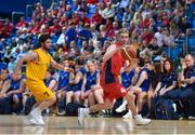 16 June 2018; Andrew Carey of Munster in action against Patrick Hennessy of Ulster during their semi final basketball match at the Special Olympics 2018 Ireland Games at The National Indoor Arena, National Sports Campus in Abbotstown, Dublin. Photo by David Fitzgerald/Sportsfile