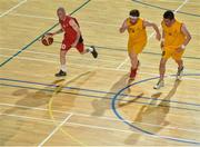16 June 2018; David Donegan of Munster in action against Michael Barrett, centre, and Daniel James Cannon of Ulster during their semi final basketball match at the Special Olympics 2018 Ireland Games at The National Indoor Arena, National Sports Campus in Abbotstown, Dublin. Photo by David Fitzgerald/Sportsfile