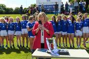 16 June 2018; Marie Hickey, President, LGFA, speaking after the All-Ireland U14 A Ladies Football Final match between Cavan and Dublin in Lann Léire GAA in Dunleer, Co. Louth. Photo by Piaras Ó Mídheach/Sportsfile