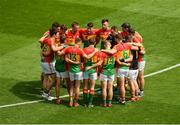 10 June 2018; Carlow trainer and selector Steven Poacher talks in a team huddle before the Leinster GAA Football Senior Championship Semi-Final match between Carlow and Laois at Croke Park in Dublin. Photo by Piaras Ó Mídheach/Sportsfile