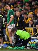 16 June 2018; Jonathan Sexton of Ireland has ice applied to his hamstring during the 2018 Mitsubishi Estate Ireland Series 2nd Test match between Australia and Ireland at AAMI Park, in Melbourne, Australia. Photo by Brendan Moran/Sportsfile