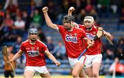 17 June 2018; Padraig Power of Cork celebrates with teammates after scoring his side's second goal during the Electric Ireland Munster GAA Hurling Minor Championship Round 5 match between Waterford and Cork at Semple Stadium in Thurles, Tipperary.
