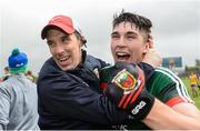 17 June 2018; Mayo manager Mike Solan and Cathal Horan celebrate after the EirGrid Connacht GAA Football U20 Championship Final match between Mayo and Roscommon at Dr Hyde Park in Roscommon. Photo by Piaras Ó Mídheach/Sportsfile